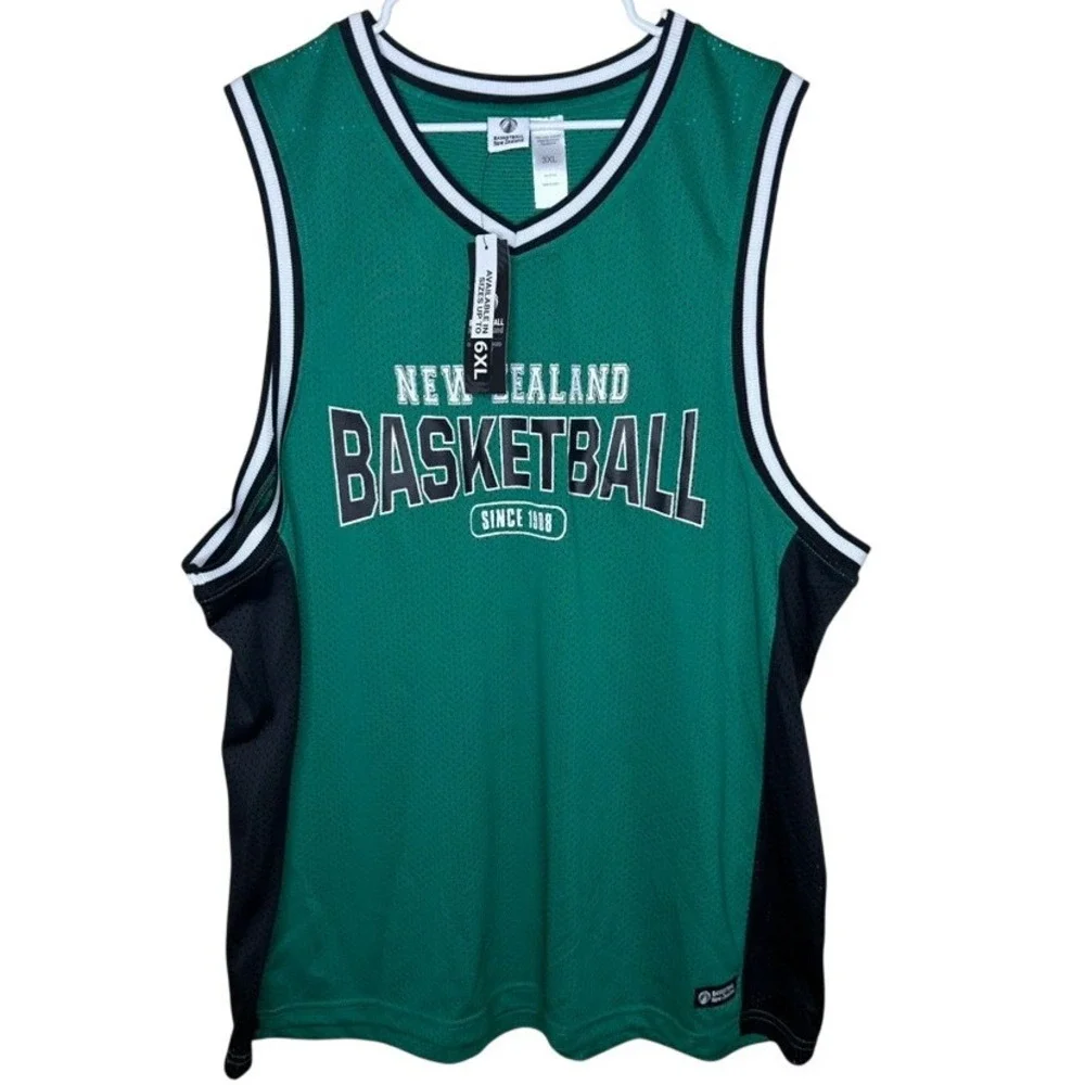 Basketball New Zealand Jersey Mens 3XL Green Black Official Licensed Mesh Top 8